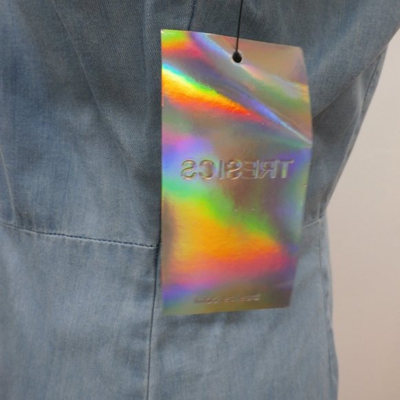 Soft Denim Button Down Dress with Tied Bow on Sleeves - Picture 5 of 5